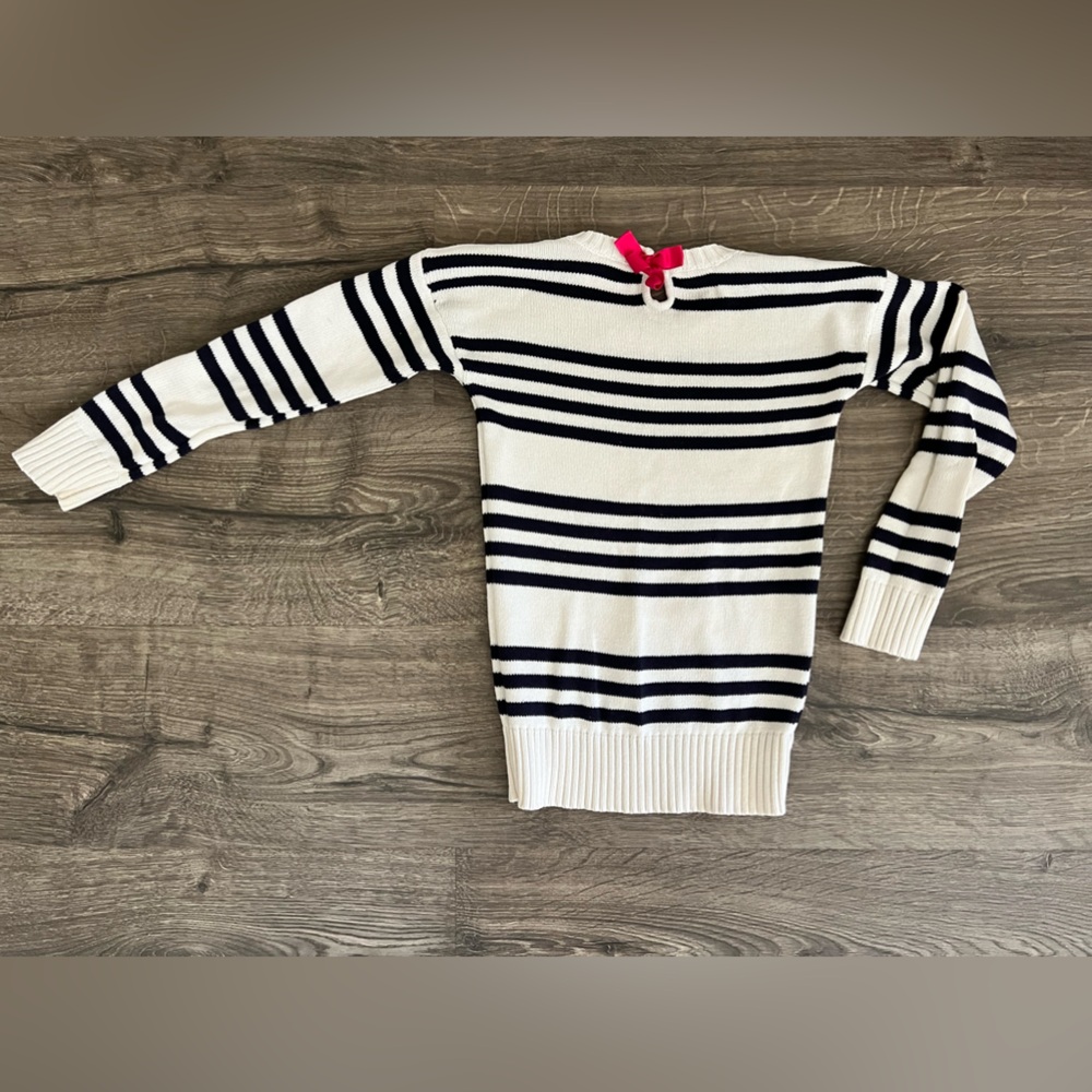 Girls Gap Navy Cream Striped - Pink Bow Button Back Size 5
